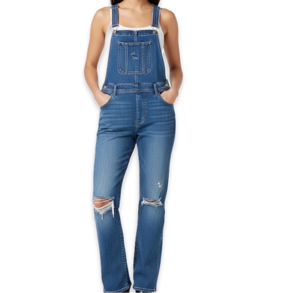 YMI Straight Leg Distressed Denim Overalls Size Medium